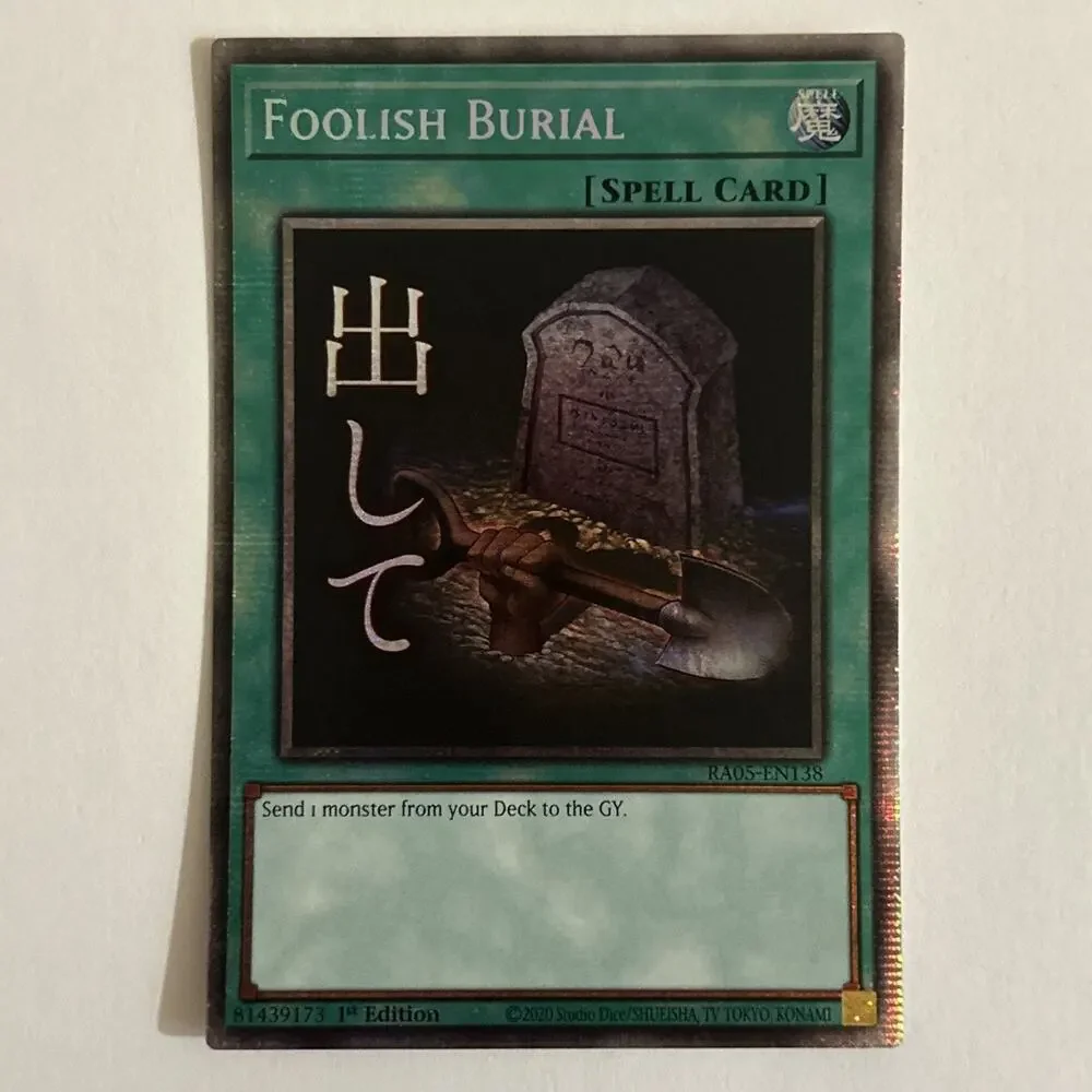 YUGIOH Tcg RA05-EN138 Foolish Burial STAMPED Starlight Rare 1st Edition NM Card!